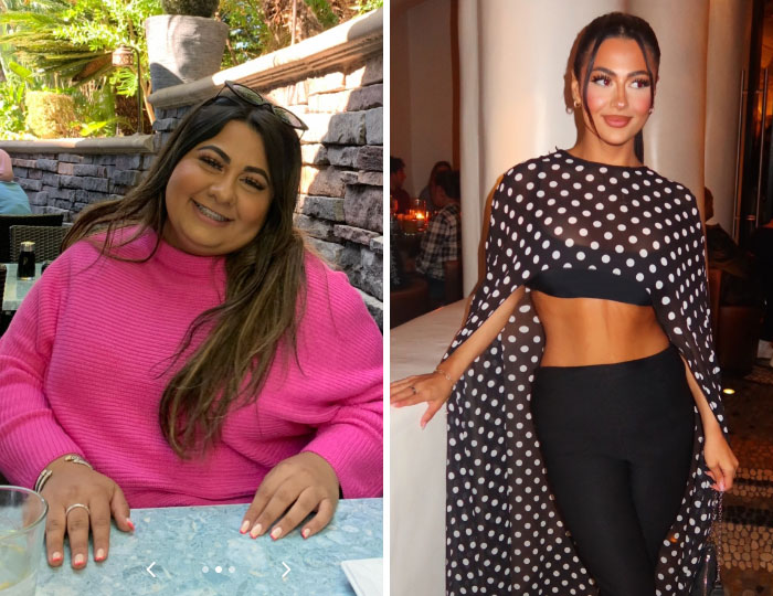 A girl before and after, showing a significant change everything about herself, from casual to glamorous.