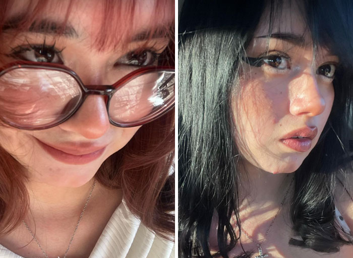 Photos of girls changing themselves, before and after a style transformation, proving girls change everything about themselves.