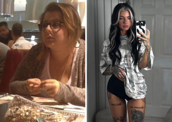 A girl's striking before and after images, demonstrating a major change after deciding to change everything about herself.