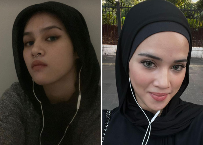 A girl's before and after transformation, showing a significant change after deciding to change everything about herself.