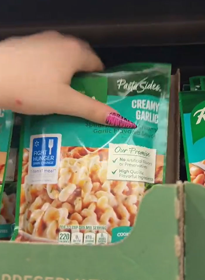 American parents fill their grocery cart with Pasta Sides Creamy Garlic, looking for actual food. American parents fill their grocery cart with Pasta Sides Creamy Garlic, looking for actual food.