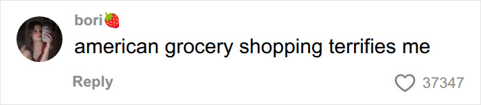 A comment about American parents and their grocery shopping, expressing fear about the contents. A comment about American parents and their grocery shopping, expressing fear about the contents.