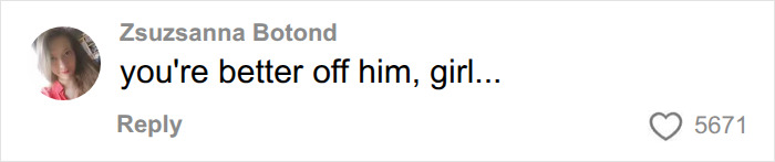 A comment about American parents filling a grocery cart, stating, you're better off him, girl..., with 5671 likes. A comment about American parents filling a grocery cart, stating, you're better off him, girl..., with 5671 likes.