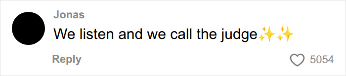 A comment about American parents filling a grocery cart, stating, We listen and we call the judge, with three sparkle emojis and 5054 likes. A comment about American parents filling a grocery cart, stating, We listen and we call the judge, with three sparkle emojis and 5054 likes.