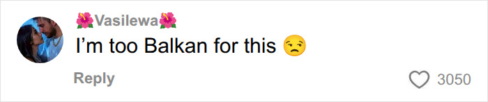 A comment about American parents filling a grocery cart, stating, I'm too Balkan for this, with a sad face emoji and 3050 likes. A comment about American parents filling a grocery cart, stating, I'm too Balkan for this, with a sad face emoji and 3050 likes.