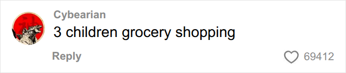 A sarcastic comment suggesting the American parents grocery shopping are like children, referencing their poor food choices. A sarcastic comment suggesting the American parents grocery shopping are like children, referencing their poor food choices.
