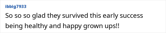 Fan comment expressing happiness for Hanson Brothers surviving early success