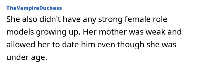 Screenshot of online comment discussing Dorothy Stratten lacking strong female role models and being underage. Screenshot of online comment discussing Dorothy Stratten lacking strong female role models and being underage.