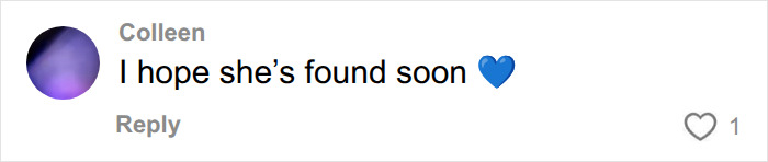 Comment expressing hope wife is found soon
