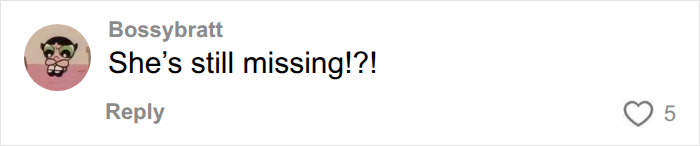 Social media comment questioning if wife is still missing