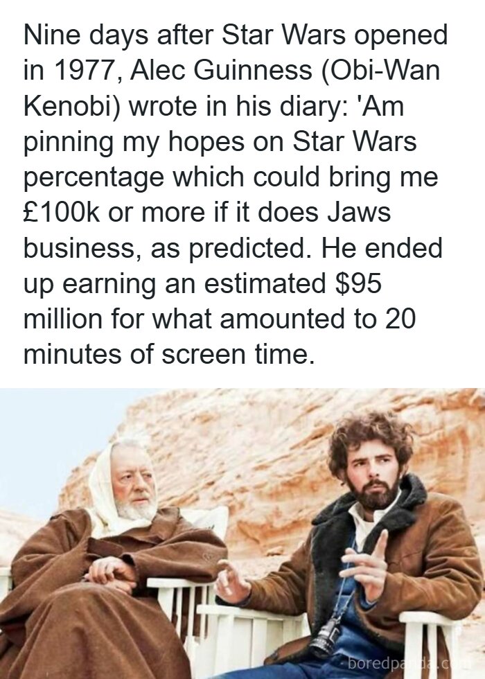 Alec Guinness as Obi-Wan Kenobi in a remarkable photo showing the past of Star Wars production