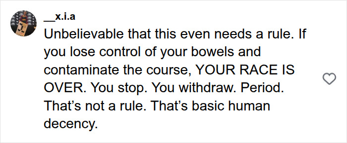Social media comment showing intense backlash towards HYROX CEO after athlete soiled herself during race.