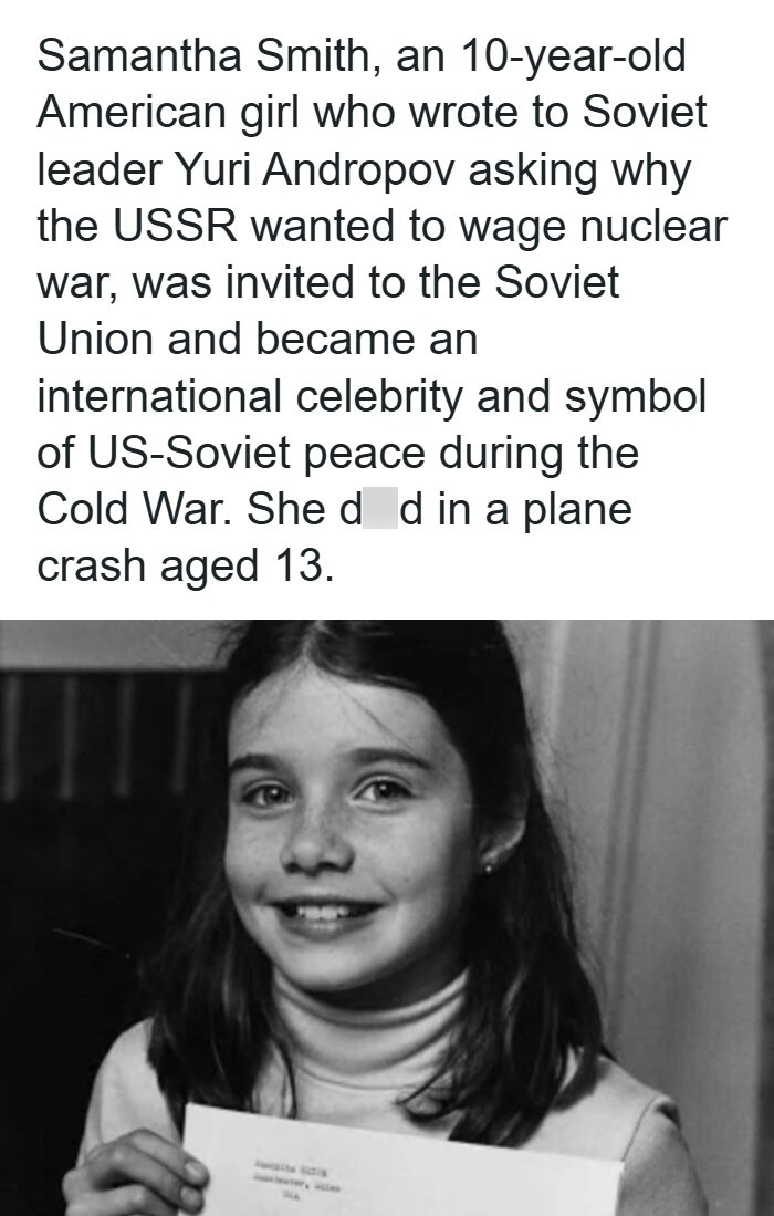 A black and white portrait of young Samantha Smith, representing remarkable photos that show the past.
