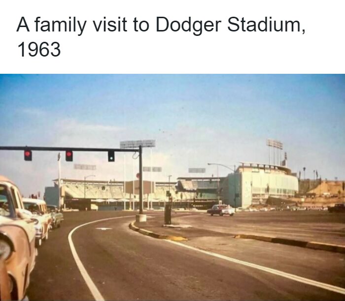 Dodger Stadium in 1963, showing the past in retro photos