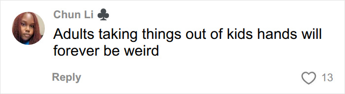 Social media comment criticizing adults who steal objects from a kid at a match Social media comment criticizing adults who steal objects from a kid at a match