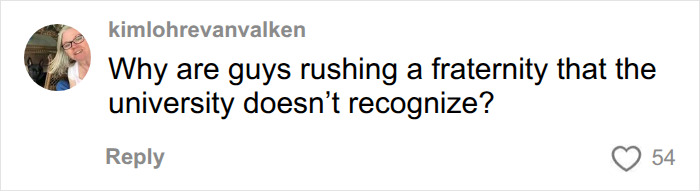 Comment questioning rushing a fraternity not recognized by university Comment questioning rushing a fraternity not recognized by university