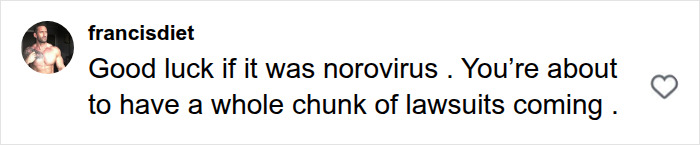 HYROX CEO backlash comment: user francisdiet warns of lawsuits if the athlete incident involved norovirus.