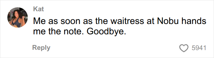 A funny reaction comment about leaving as soon as a note is received during a first date A funny reaction comment about leaving as soon as a note is received during a first date