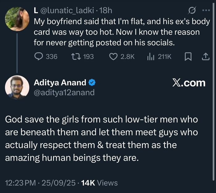 Heartfelt tweet about respect and self-worth in relationships