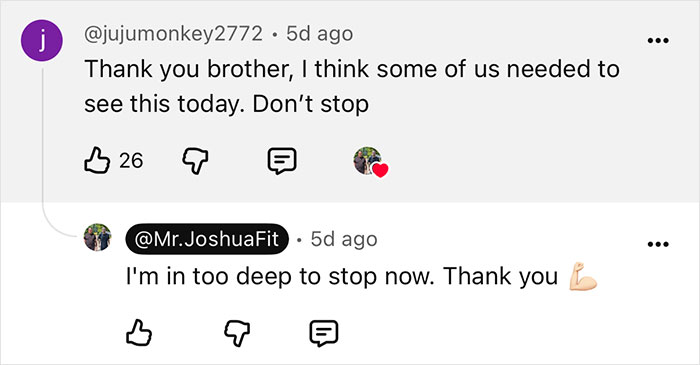 A YouTube comment section showing positive feedback on an incredible weight loss transformation, with a user thanking the creator. A YouTube comment section showing positive feedback on an incredible weight loss transformation, with a user thanking the creator.
