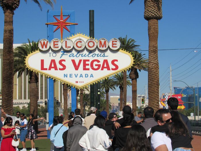 The Welcome to Fabulous Las Vegas sign, depicting the tourism industry and its potential collapse.