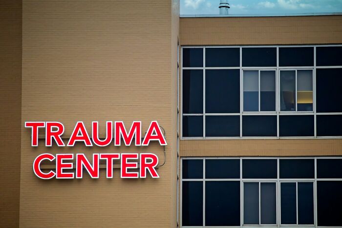 The sign outside of a trauma center, symbolizing unexpected events at weddings