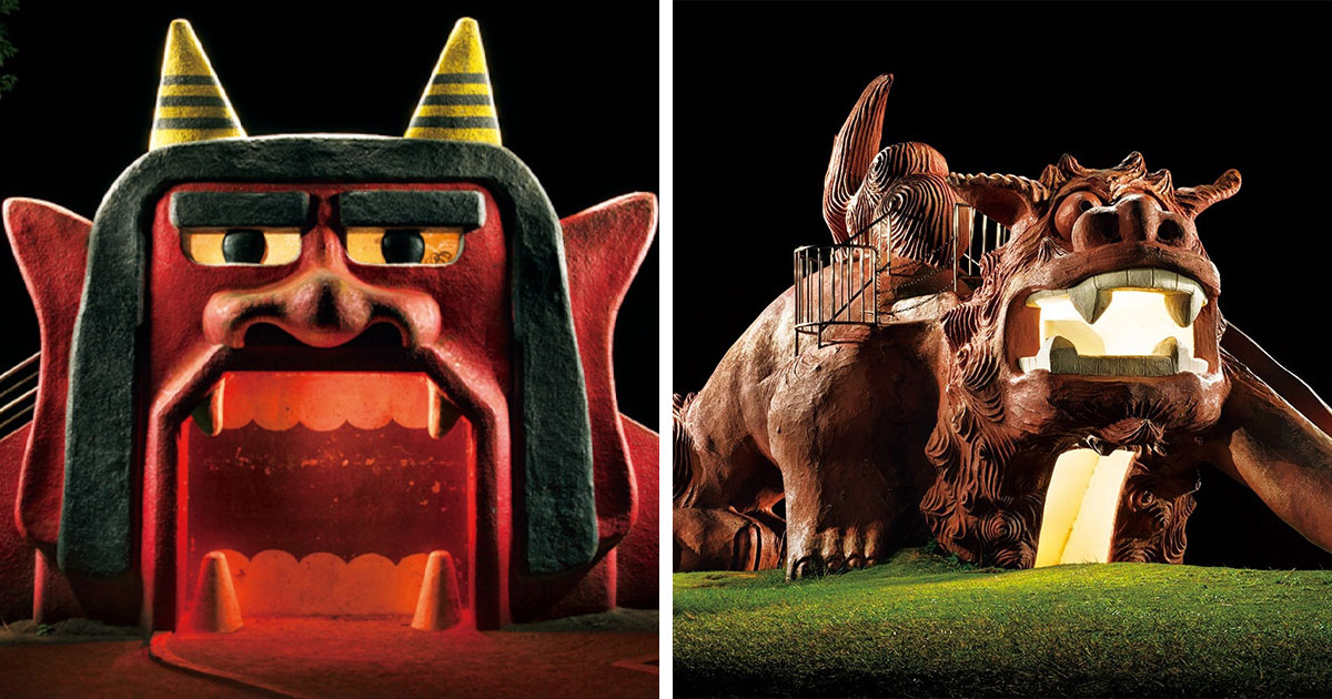 30 Surreal Japanese Playground Sculptures Captured At Night By