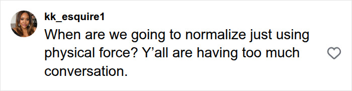 Comment suggesting use of physical force in Karen encounter Comment suggesting use of physical force in Karen encounter