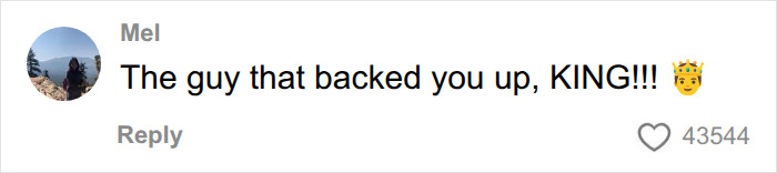 Online comment supporting the helpful bystander who stepped in to defend the shopper.