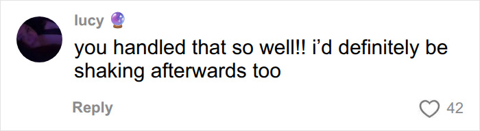 Online comment praising the bystander for handling the Karen confrontation well.
