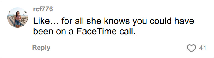 An online comment supporting an innocent shopper who was confronted by a Karen.