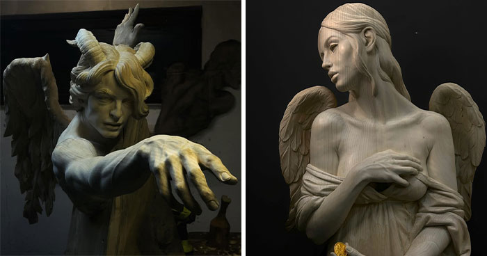 30 Remarkably Realistic Wooden Sculptures Of Angels And Religious Figures By This Artist