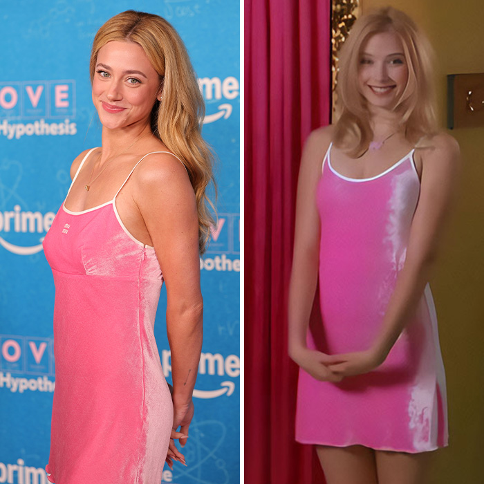 Hollywood star wears pink slip dress similar to iconic movie outfit