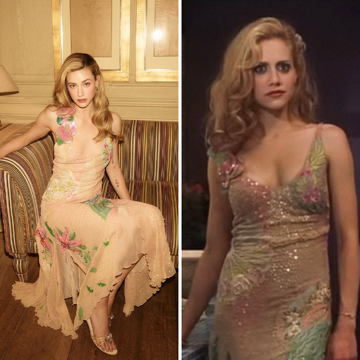 Hollywood star recreates iconic movie looks in floral dress comparison