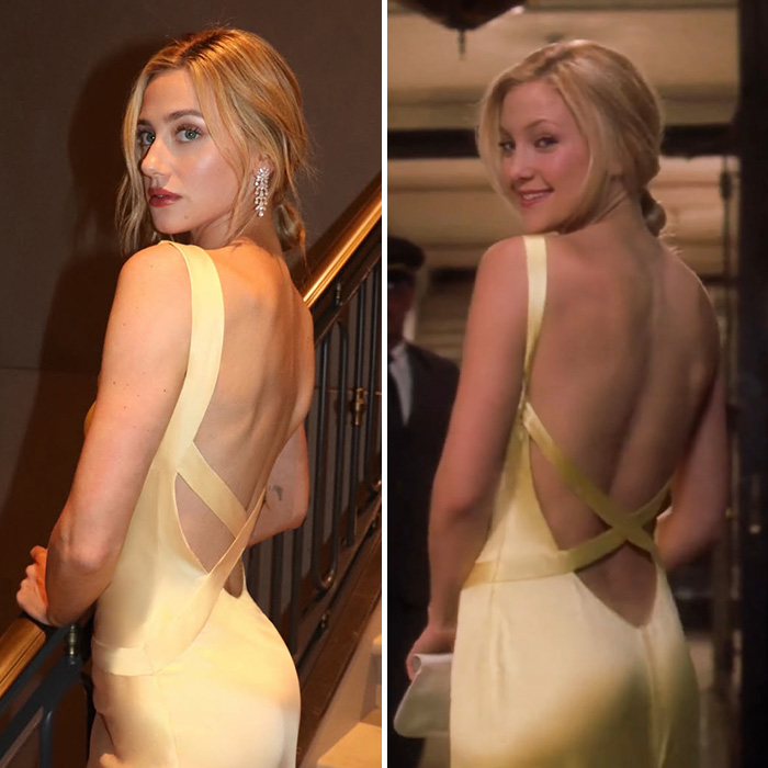 Hollywood star recreates iconic movie look in yellow backless gown