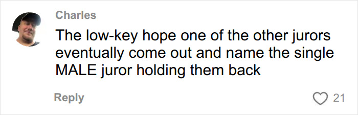 A comment hoping a juror will name the male juror in the Lindsay Clancy trial after the jury fails to reach verdict. A comment hoping a juror will name the male juror in the Lindsay Clancy trial after the jury fails to reach verdict.