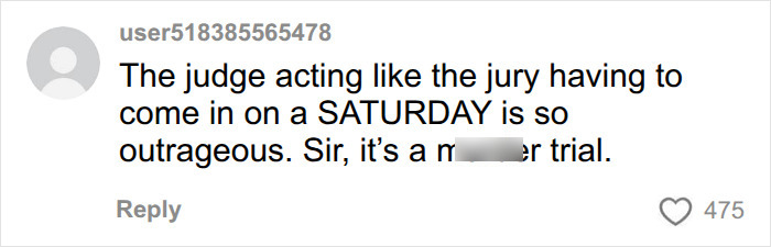 A user comment on the Lindsay Clancy trial, discussing the jury having to come in on a Saturday. A user comment on the Lindsay Clancy trial, discussing the jury having to come in on a Saturday.