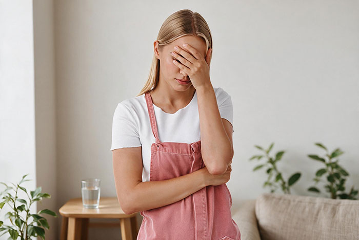 A young woman, appearing upset, covers her face with her hand, reflecting a teen's petty revenge. A young woman, appearing upset, covers her face with her hand, reflecting a teen's petty revenge.