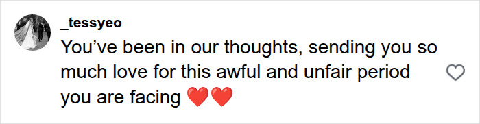 Supportive message offering love during star athlete's difficult time