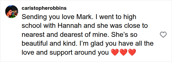 Instagram comment sending love and support after star athlete's wife tragedy