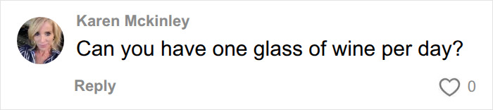 A user comments, Can you have one glass of wine per day? related to the Mediterranean Diet Study.