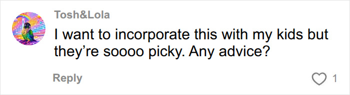 A user asks for advice on incorporating the Mediterranean Diet with picky kids.