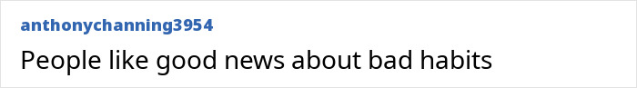 Screenshot of a comment about people liking good news about bad habits, related to a Mediterranean Diet study.