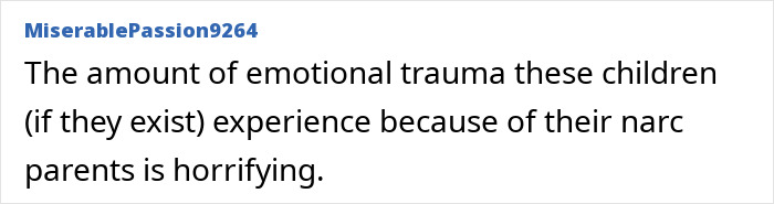 A Reddit comment by u/MiserablePassion9264 about emotional trauma on children, in response to Meghan Markle's latest complaint. A Reddit comment by u/MiserablePassion9264 about emotional trauma on children, in response to Meghan Markle's latest complaint.