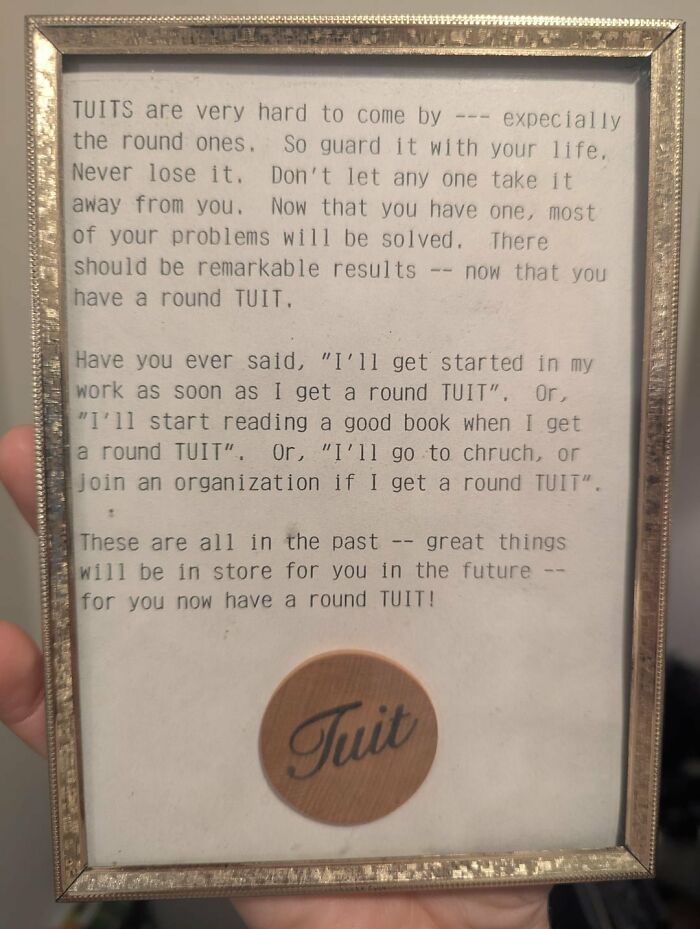 A framed text about getting around to tasks, depicting procrastination relatable to funny ADHD memes.