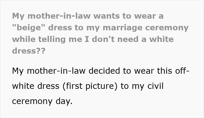 Bride Is Told She "Doesn't Need" A White Dress, Then Sees What Her MIL Plans To Wear To The Ceremony