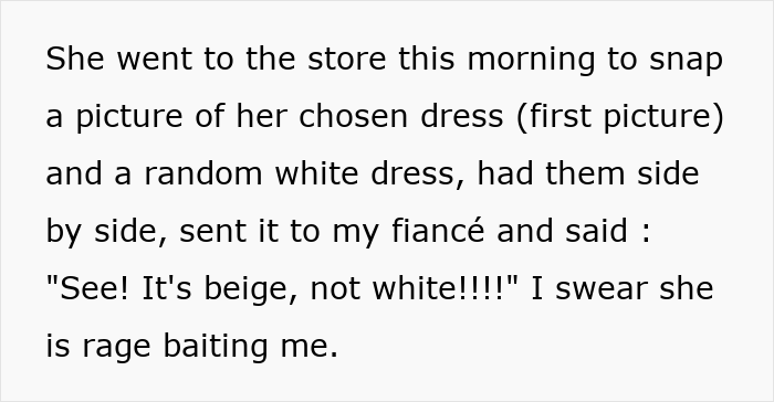 Bride Is Told She "Doesn't Need" A White Dress, Then Sees What Her MIL Plans To Wear To The Ceremony