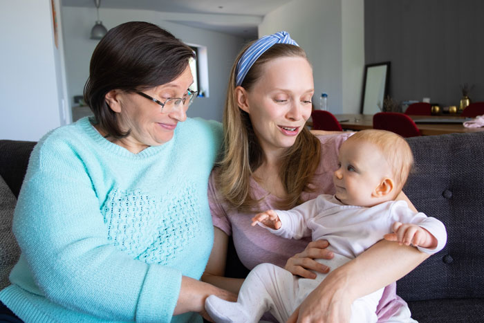 A happy grandma, mother, and baby together. The mother chooses a toxic boyfriend over her child. A happy grandma, mother, and baby together. The mother chooses a toxic boyfriend over her child.