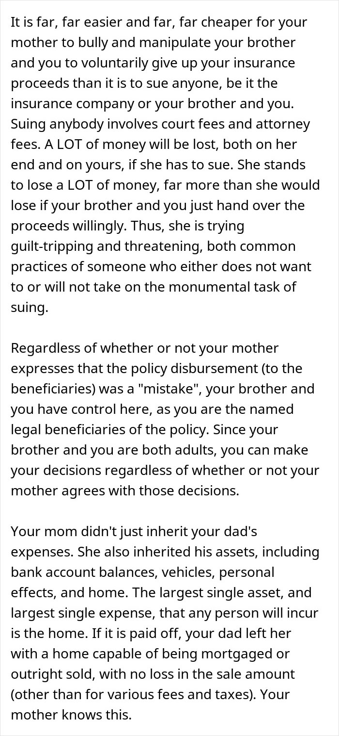 Mom Demands Kids Give Her Their Share Of The Inheritance, Doesn't Like Daughter's Response