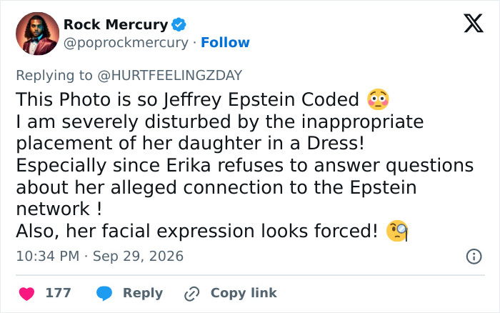 A social media post with user comments about Erika Kirk A social media post with user comments about Erika Kirk